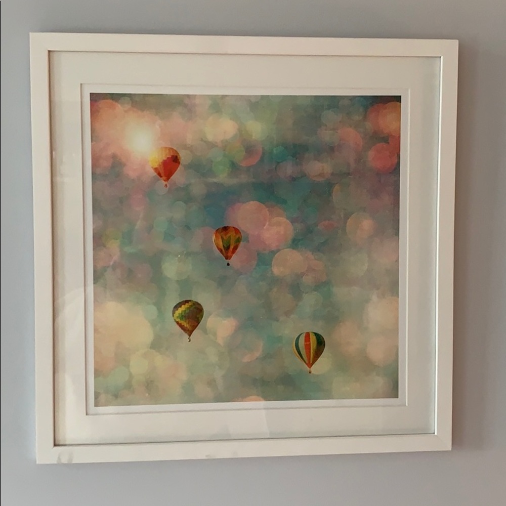 Framed hot air balloon print 15 x15”